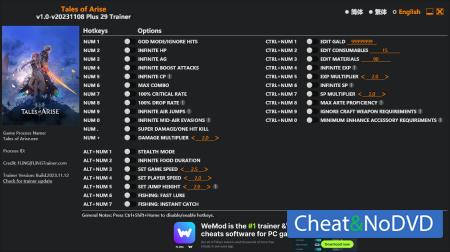 Tales of Arise  Trainer +29 v2023.11.12 {FLiNG}