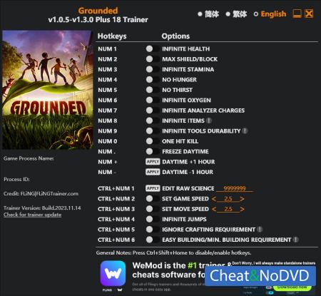 Grounded  Trainer +18 v1.3.0 {FLiNG}