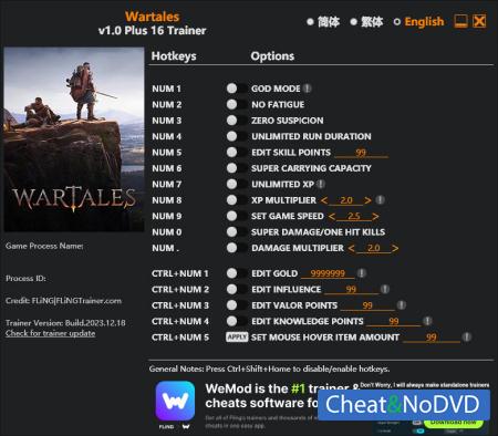 Wartales  Trainer +16 v2023.12.18 {FLiNG}