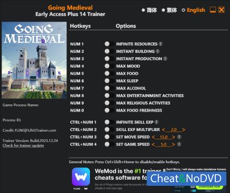 Going Medieval  Trainer +14 Early Access 2023.12.24 {FLiNG}