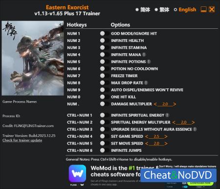 Eastern Exorcist  Trainer +17 v1.65 {FLiNG}