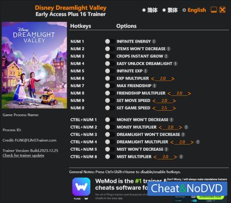 Disney Dreamlight Valley  Trainer +14 Early Access 2023.12.25 {FLiNG}