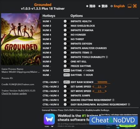 Grounded  Trainer +18 v1.3.5 {FLiNG}