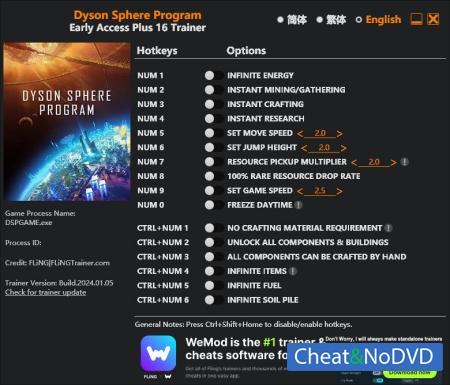 Dyson Sphere Program  Trainer +16 v2024.01.05 {FLiNG}
