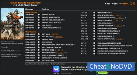 Mount and Blade 2: Bannerlord  Trainer +33 v1.2.8 {FLiNG}