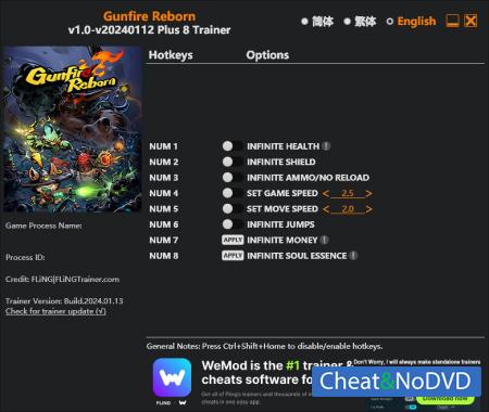 Gunfire Reborn  Trainer +8 v2024.01.13 {FLiNG}