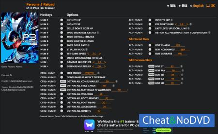 Persona 3 Reload  Trainer +34 v1.0 {FLiNG}