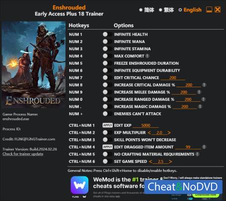 Enshrouded  Trainer +18 Early Access 2024.02.26 {FLiNG}