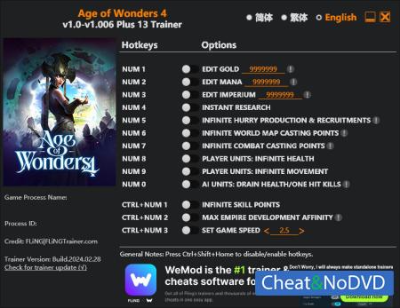 Age of Wonders 4  Trainer +13 v1.006 {FLiNG}