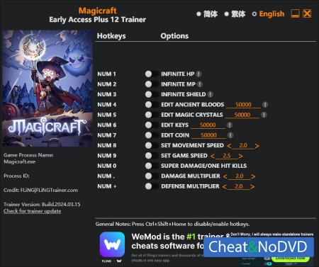 Magicraft  Trainer +12 Early Access 2024.03.15 {FLiNG}