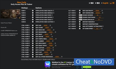 New Cycle  Trainer +30 Early Access 2024.03.24 {FLiNG}