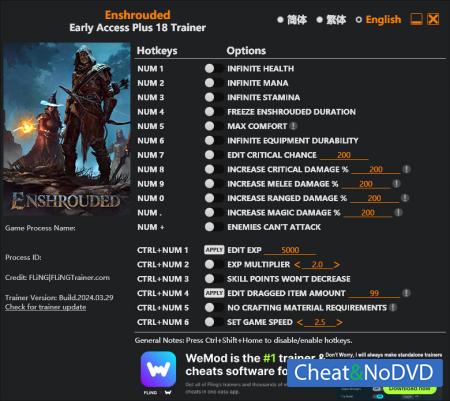 Enshrouded  Trainer +18 Early Access 2024.03.29 {FLiNG}