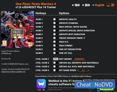 One Piece: Pirate Warriors 4  Trainer +13 v2024.03.30 {FLiNG}