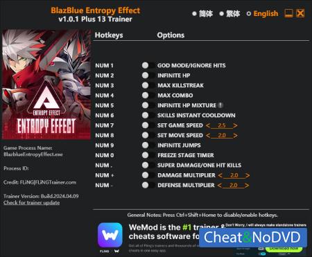 BlazBlue Entropy Effect  Trainer +13 Early Access 2024.04.09 {FLiNG}