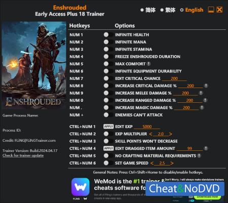 Enshrouded  Trainer +18 Early Access 2024.04.17 {FLiNG}