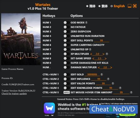 Wartales  Trainer +16 v2024.04.22 {FLiNG}