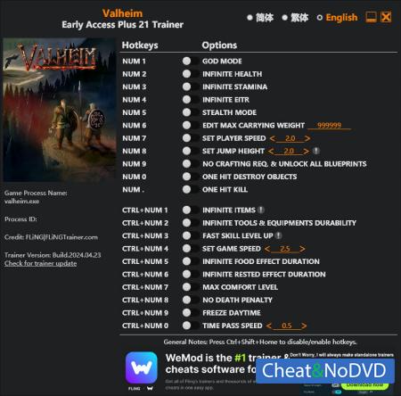 Valheim  Trainer +18 Early Access 2024.04.23 {FLiNG}