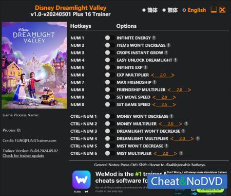 Disney Dreamlight Valley  Trainer +16 v2024.05.02 {FLiNG}