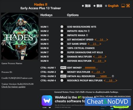 Hades II  Trainer +13 Early Access 2024.05.08 {FLiNG}