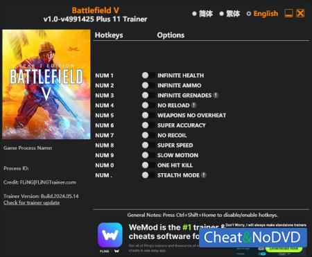 Battlefield 5  Trainer +11 v4991425 {FLiNG}