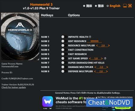 Homeworld 3  Trainer +9 v1.03 {FLiNG}