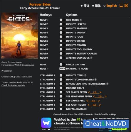 Forever Skies  Trainer +22 Early Access 2024.05.26 {FLiNG}