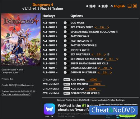 Dungeons 4  Trainer +16 v1.5 {FLiNG}