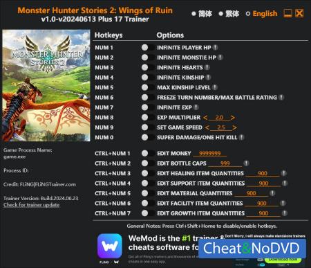 Monster Hunter Stories 2: Wings of Ruin  Trainer +17 v2024.06.23 {FLiNG}