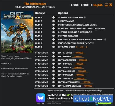 The Riftbreaker  Trainer +20 v2024.06.26 {FLiNG}