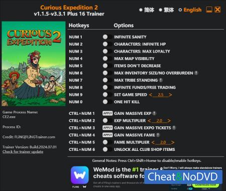 Curious Expedition 2  Trainer +16 v3.3.1 {FLiNG}