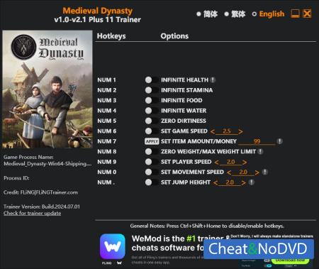 Medieval Dynasty  Trainer +10 v2.1 {FLiNG}