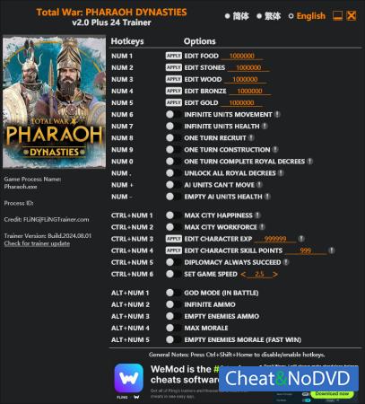 Total War: PHARAOH DYNASTIES Trainer +24 v2.0 {FLiNG}