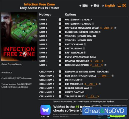 Infection Free Zone  Trainer +19 Early Access 2024.08.11 {FLiNG}