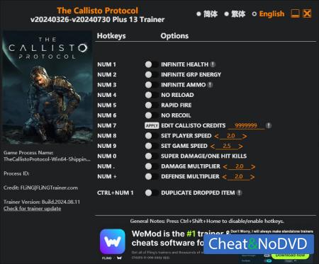 The Callisto Protocol  Trainer +13 v2024.08.11 {FLiNG}