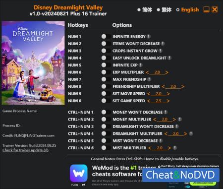 Disney Dreamlight Valley  Trainer +16 v2024.08.25 {FLiNG}