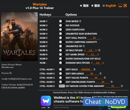 Wartales  Trainer +16 v2024.08.29 {FLiNG}