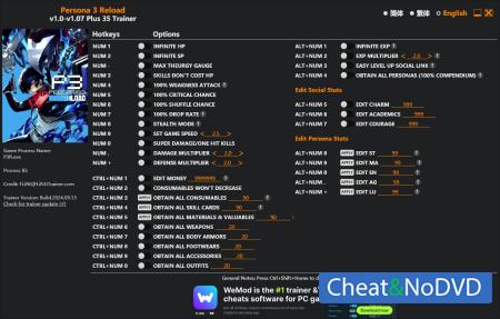 Persona 3 Reload  Trainer +34 v1.07 {FLiNG}