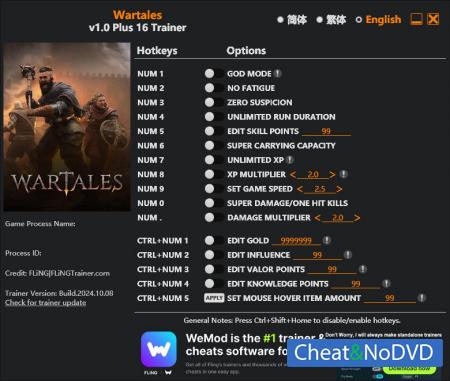 Wartales  Trainer +16 v2024.10.08 {FLiNG}