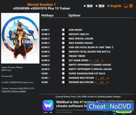 Mortal Kombat 1  Trainer +13 v2024.10.19 {FLiNG}