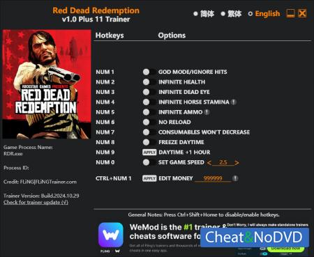 Red Dead Redemption  Trainer +11 v1.0 {FLiNG}