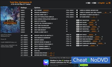 Total War: Warhammer 3  Trainer +36 v5.3.0 {FLiNG}