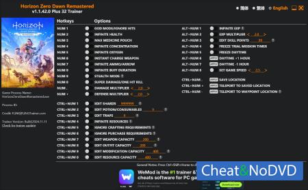 Horizon Zero Dawn Remastered  Trainer +32 v1.1.42.0 {FLiNG}