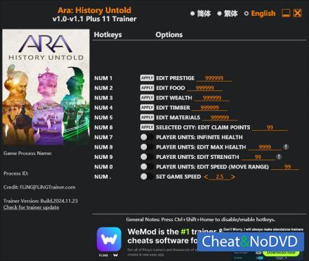 Ara: History Untold  Trainer +11 v1.1 {FLiNG}