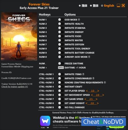 Forever Skies  Trainer +22 Early Access 2024.12.18 {FLiNG}