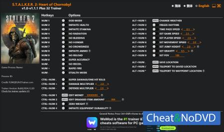 S.T.A.L.K.E.R. 2: Heart of Chornobyl  Trainer +32 v1.1.1 {FLiNG}