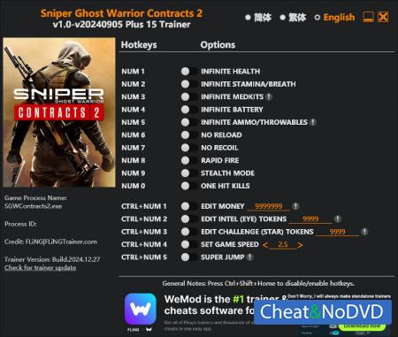 Sniper Ghost Warrior Contracts 2  Trainer +15 v2024.12.27 {FLiNG}