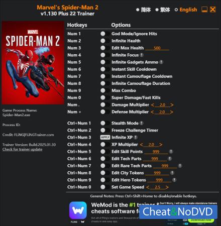 Marvels Spider-Man 2  Trainer +22 v1.130 {FLiNG}