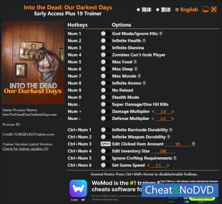 Into the Dead: Our Darkest Days трейнер Trainer +19 Early Access 2025.04.14 {FLiNG} Into the Dead: Our Darkest Days трейнер Trainer +19 Early Access 2025.04.14 {FLiNG}