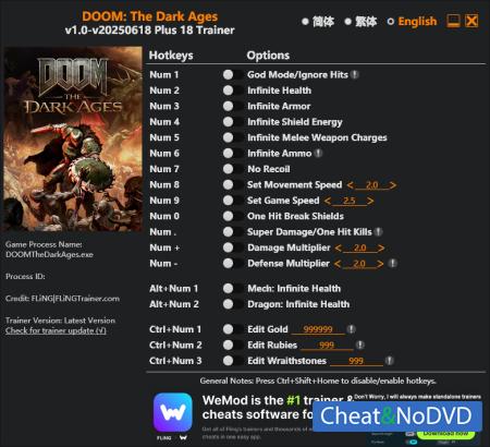 DOOM: The Dark Ages трейнер Trainer +18 v1.0 2025.06.20 {FLiNG} DOOM: The Dark Ages трейнер Trainer +18 v1.0 2025.06.20 {FLiNG}