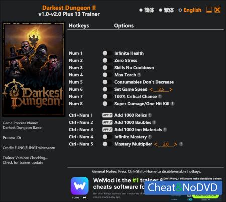 Darkest Dungeon 2  Trainer +12 v2.0 2025.07.06 {FLiNG}